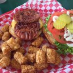 Burger and Chicken Nuggets in a plate