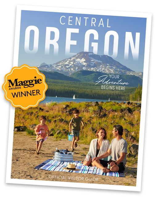 maggie awards Visit Central Oregon's visitors guide with Maggie Award shield on it.