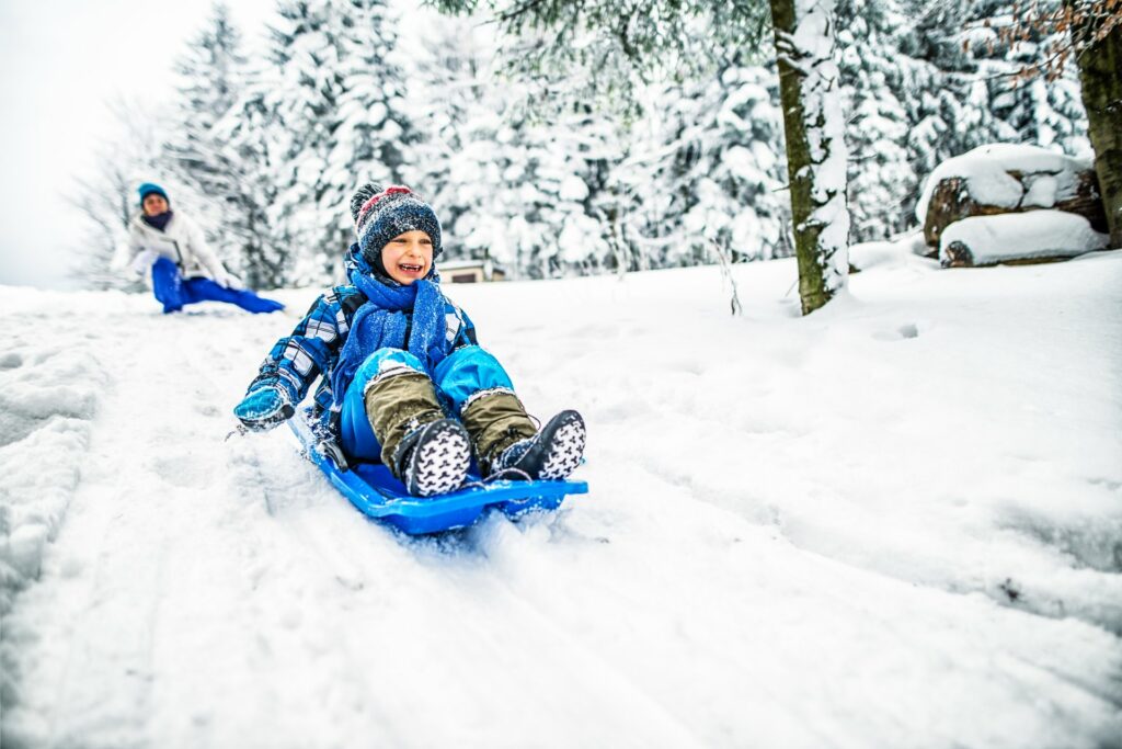 Sledding in the winter