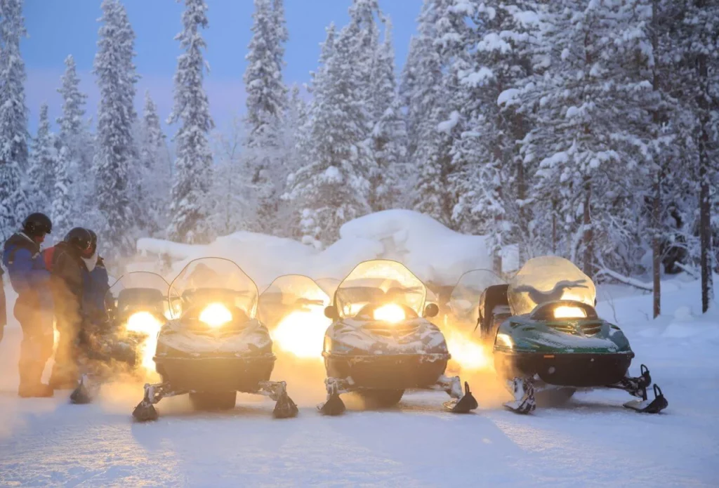 A group of snowmobilers.