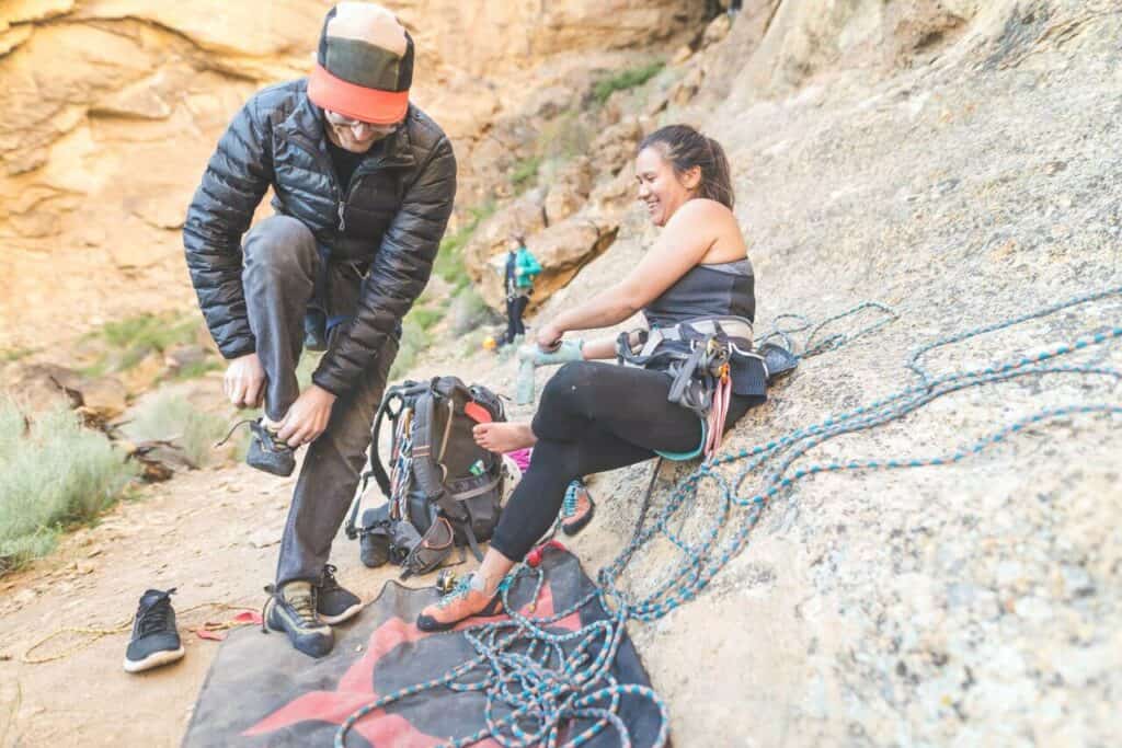 People getting ready to climb.