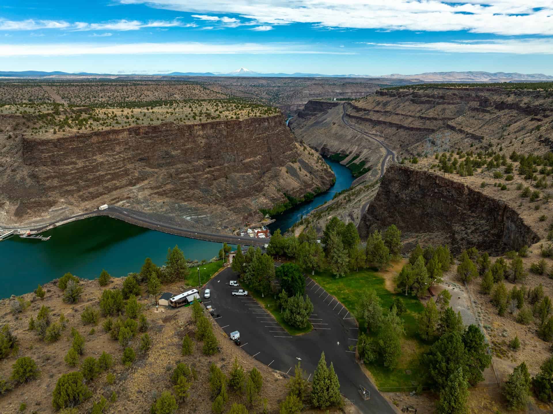 Aerial view of the Cove Palisades State Park.