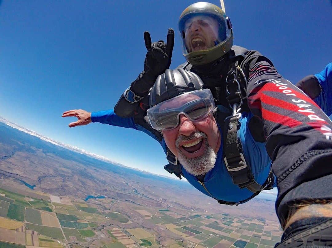 Two people skydive at Skydive Awesome