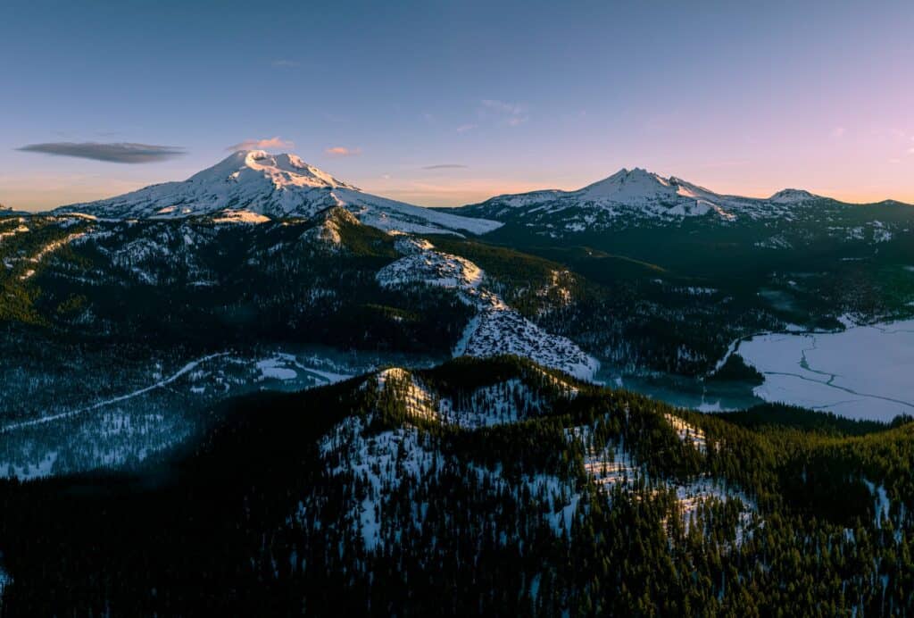 Central Oregon winter mountain landscape.