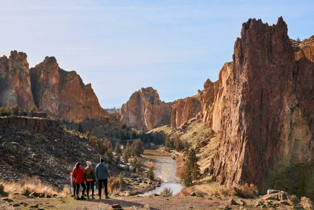 Hiking at Smith Rock State Park near Terrebonne, Oregon