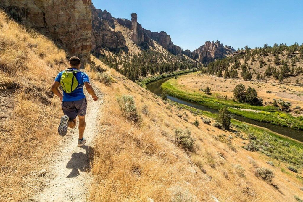 Trail running at Smith Rock State Park near Redmond and Terrebonne, Oregon
