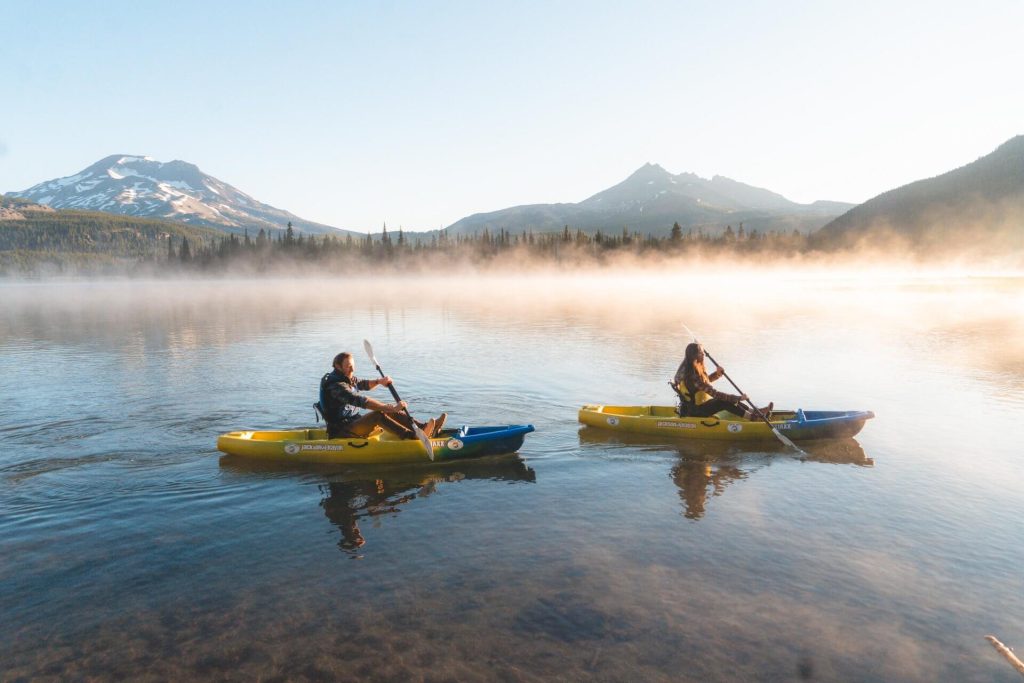 Kayakers on Sparks Lake near Bend, Oregon