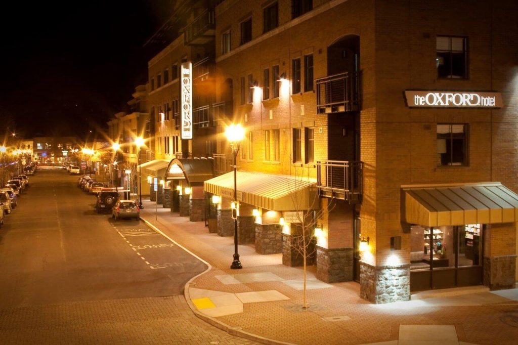 The exterior of the Oxford Hotel in downtown Bend, Oregon