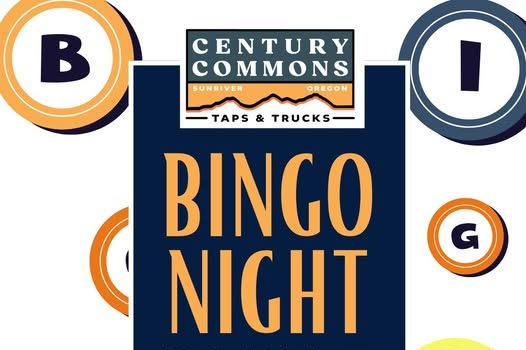 A vibrant bingo event poster with bold colors and playful design in Central Oregon.