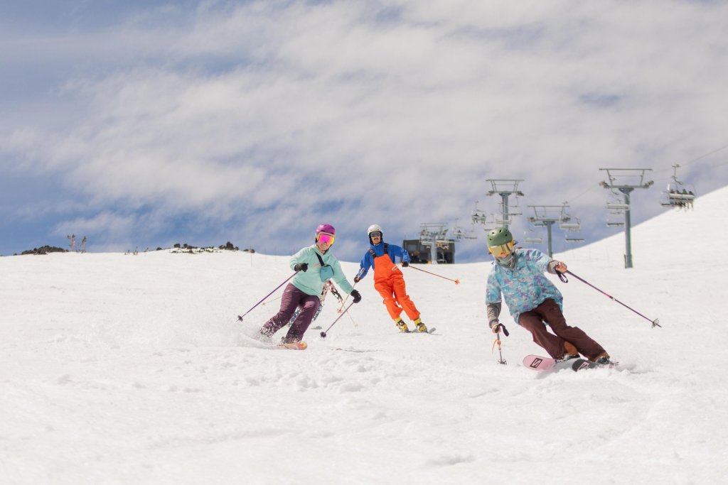 A group of skiiers at Mt. Bachelor near Bend, Oregon