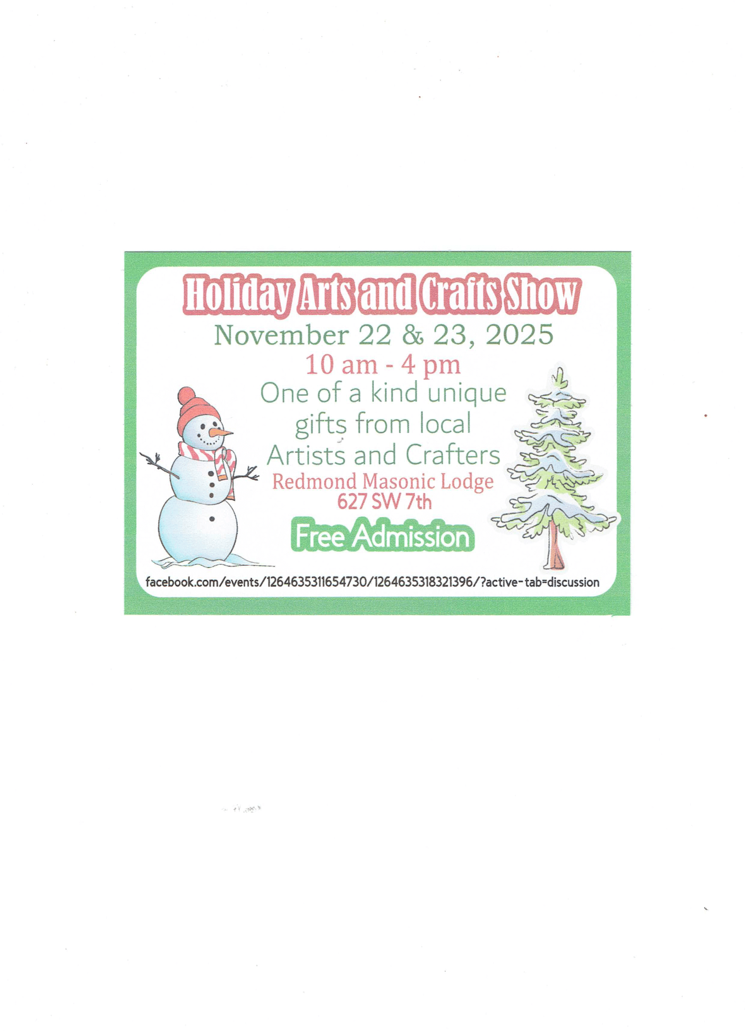 Holiday Arts and Crafts Show featuring unique gifts from local artists and crafters in Central Oregon.