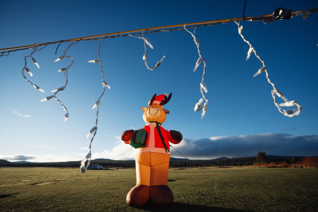 Blow up reindeer outside of Sunriver Resort