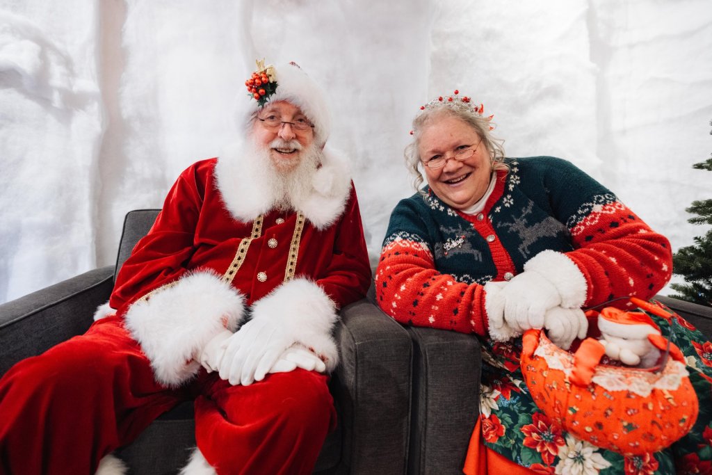 Mr. and Mrs. Clause greet children at Sunriver Resort