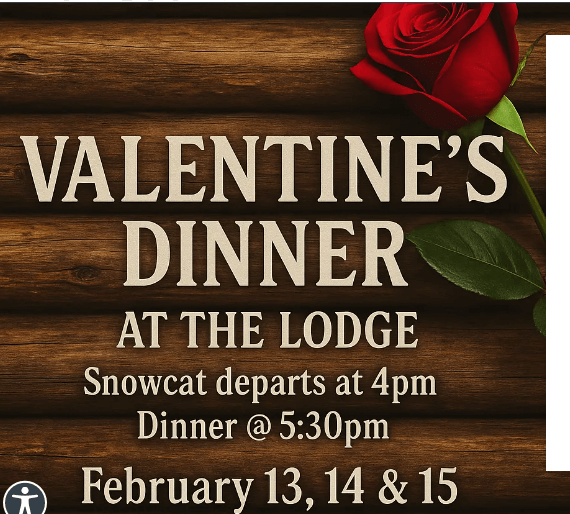 Valentine's dinner at a rustic lodge with a red rose in Central Oregon.
