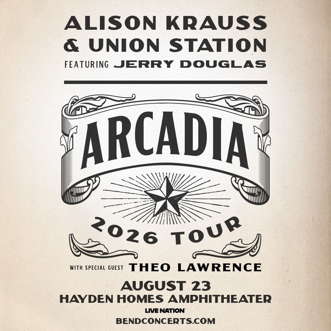 Alison Krauss & Union Station featuring Jerry Douglas perform at Hayden Homes Amphitheater on August 23, 2026 in Central Oregon.