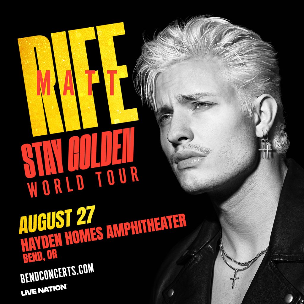 A musician promoting a world tour with a striking black and white image in Central Oregon.