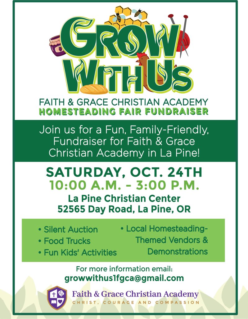 A fun, family-friendly fundraiser for Faith & Grace Christian Academy in La Pine, OR in Central Oregon.