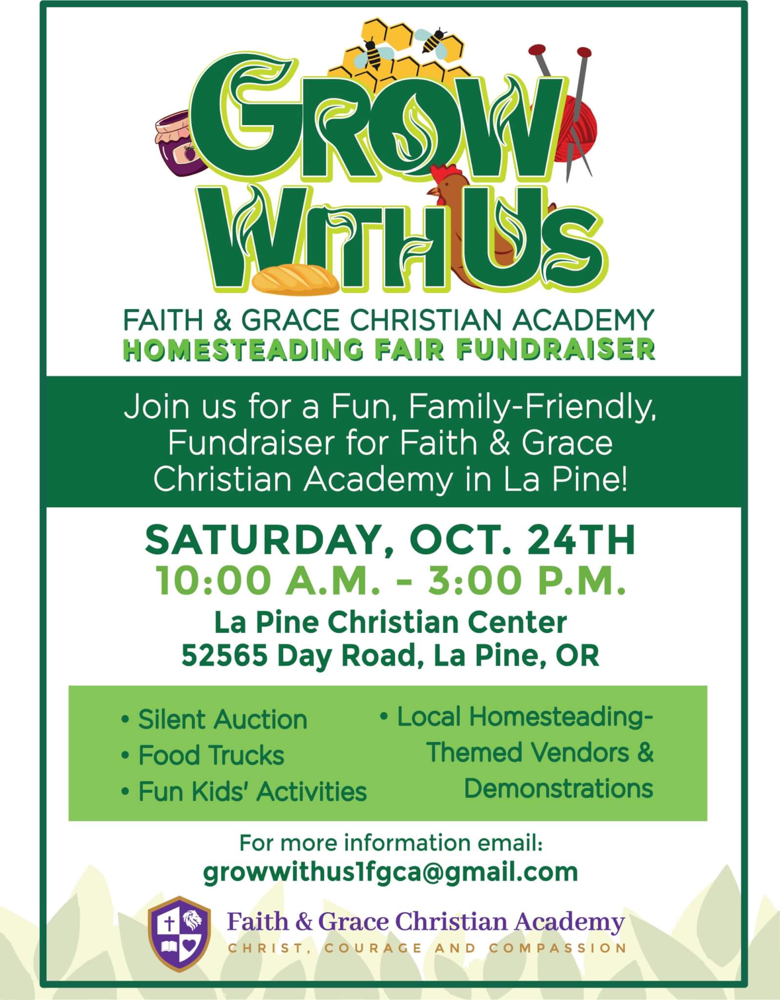 A fun, family-friendly fundraiser for Faith & Grace Christian Academy in La Pine, OR in Central Oregon.