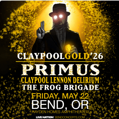 Claypool Gold '26 poster featuring a mysterious figure with glowing eyes in Central Oregon.