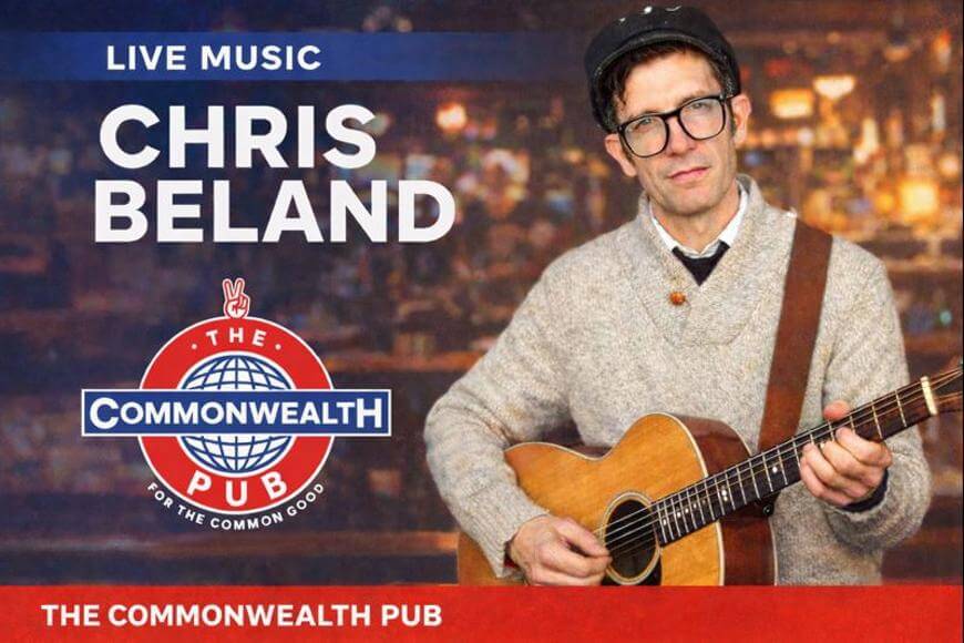 Chris Beland playing guitar at The Commonwealth Pub in Central Oregon.