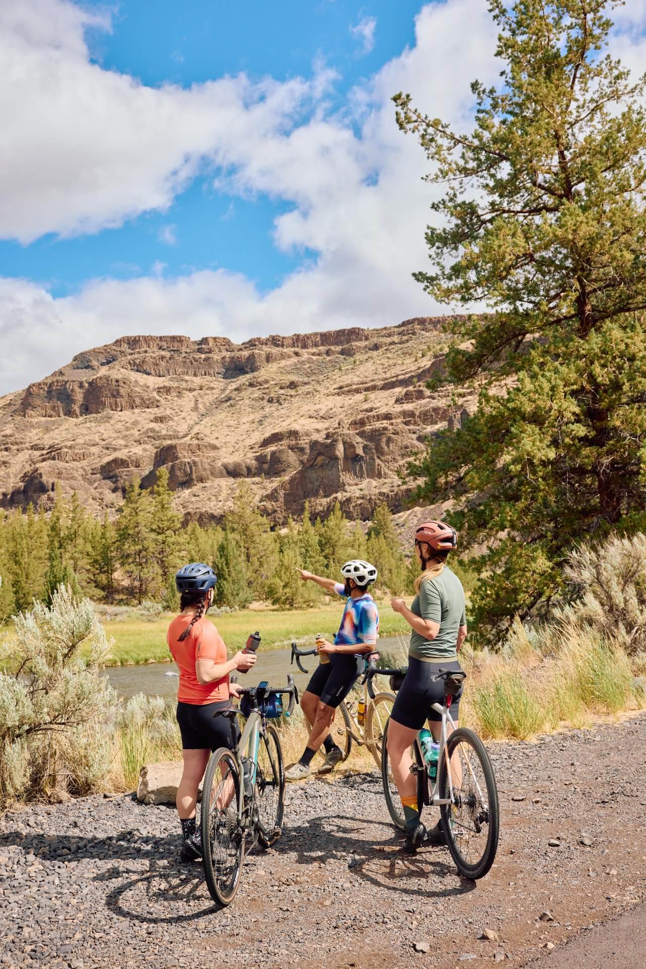Road bikers in the Crooked River Canyon near Prineville, Oregon
