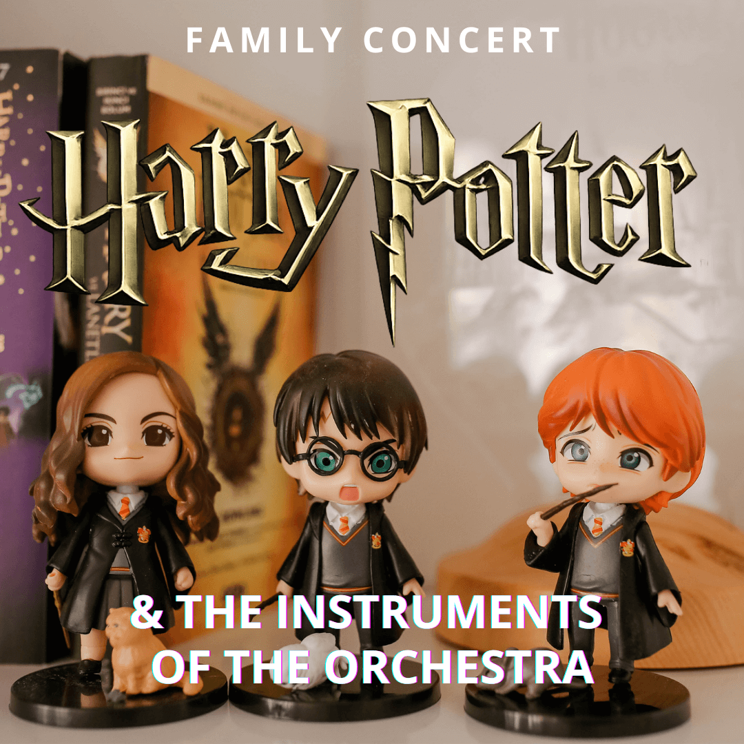 Three Harry Potter figurines stand on a shelf, ready for a family concert in Central Oregon.