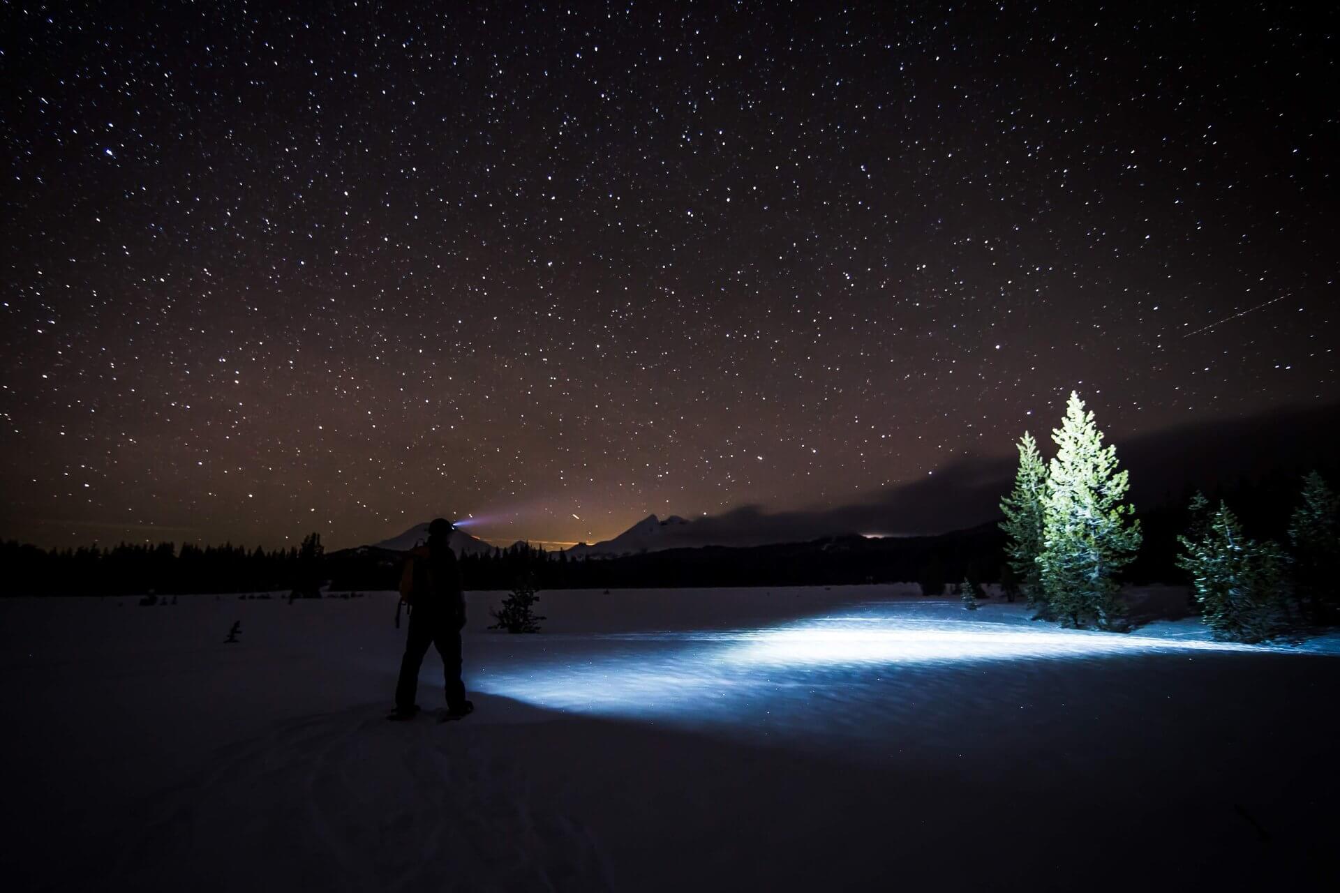 Wanderlust moonlight snowshoe tour near Mt. Bachelor
