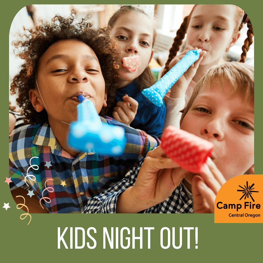 Children enjoying a festive celebration with party blowers in Central Oregon.