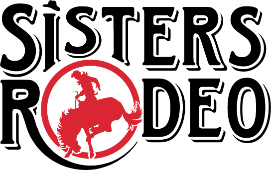 A bold, vintage-style logo featuring a rodeo scene with a rider on a bucking horse in Central Oregon.