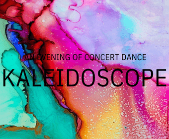 A vibrant, abstract design featuring swirling colors and text promoting a concert dance event in Central Oregon.