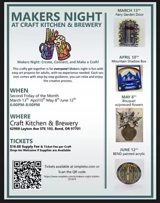 Crafters gather for a night of creativity and beer at Makers Night Out in Central Oregon.