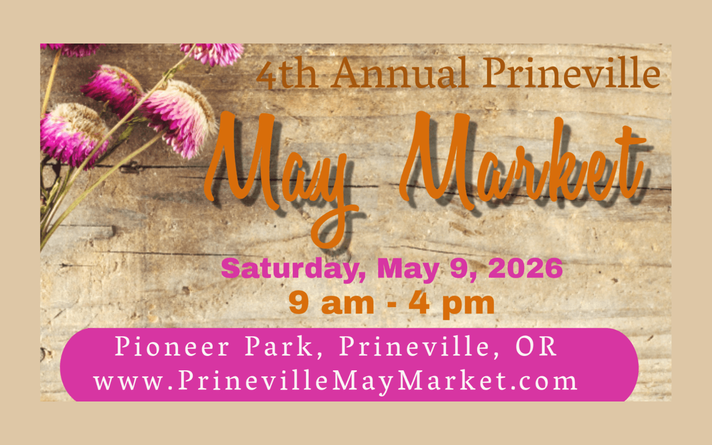 4th Annual Prineville May Market, featuring local vendors and handmade goods in Central Oregon.
