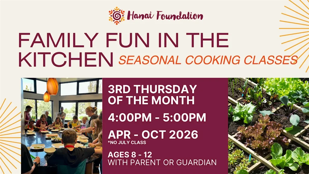 Family Fun in the Kitchen: Seasonal Cooking Classes for Ages 8-12 with Parents or Guardians in Central Oregon.