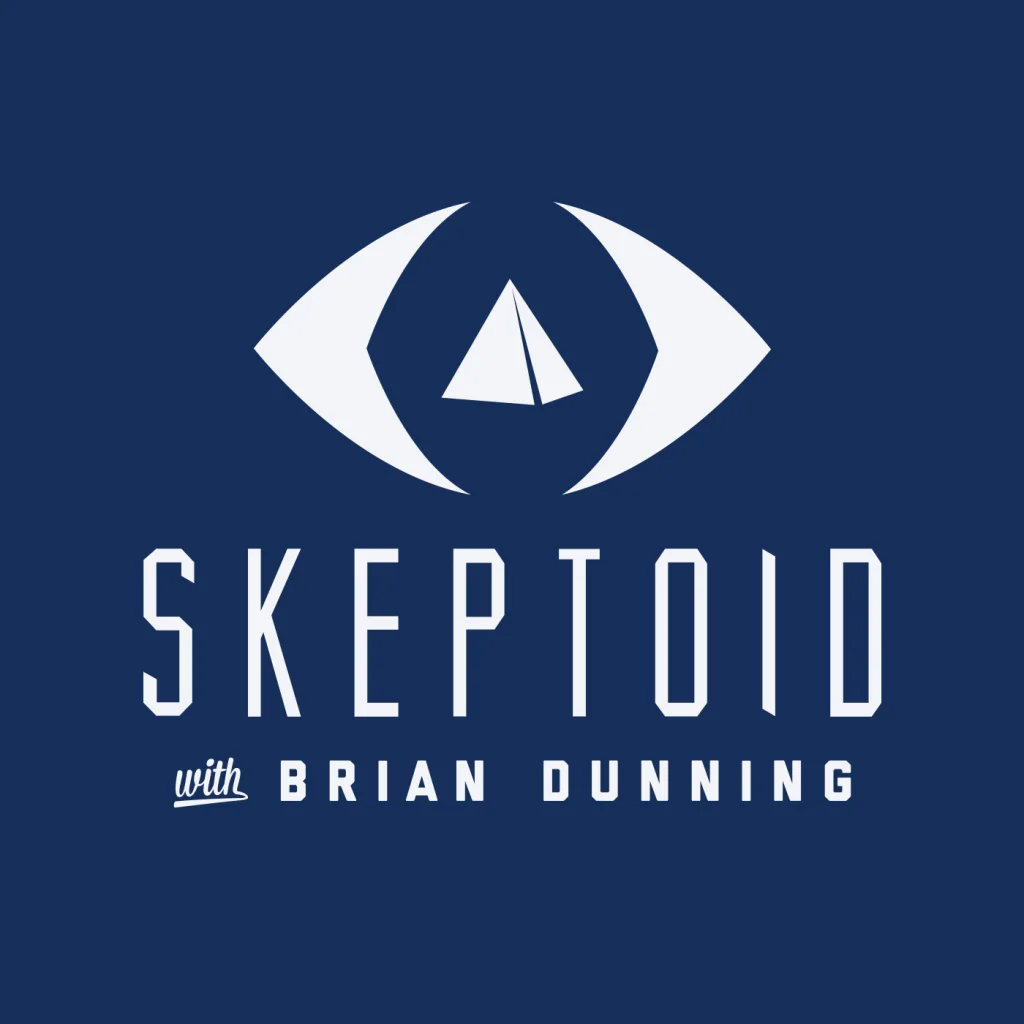 A stylized logo featuring an eye with a pyramid inside, accompanied by the text 'SKEPTOID with Brian Dunning' in Central Oregon.