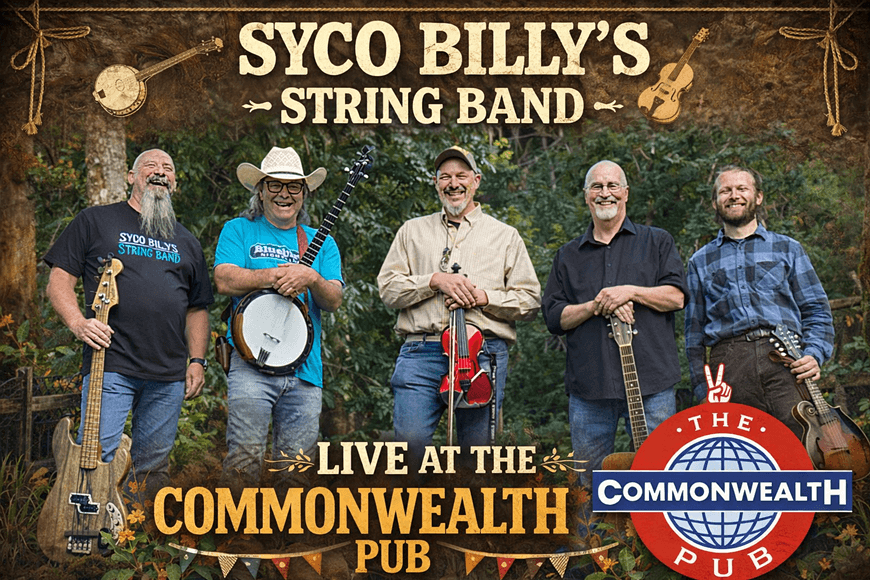 Syco Billy's String Band performs live at the Commonwealth Pub in Central Oregon.