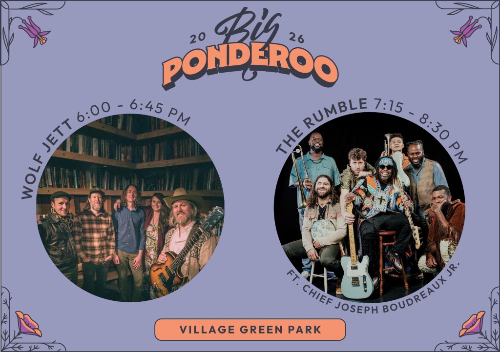 Two bands, Wolf Jett and The Rumble, perform at Big Ponderoo music festival in Village Green Park in Central Oregon.