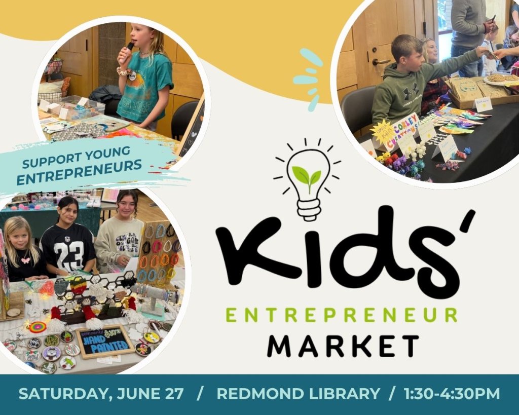 Three young entrepreneurs showcase their handmade crafts at a market event in Central Oregon.