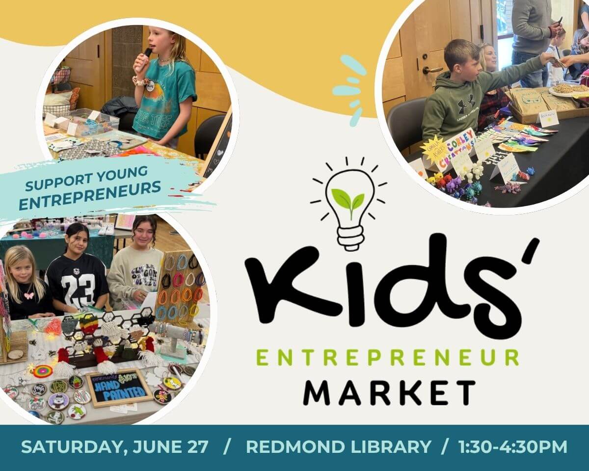Three young entrepreneurs showcase their handmade crafts at a market event in Central Oregon.