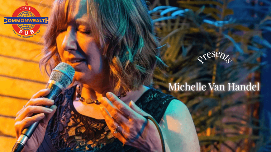 A woman with shoulder-length hair passionately sings into a microphone, her eyes closed in concentration in Central Oregon.