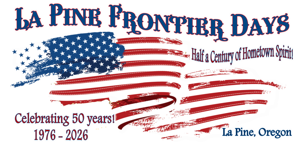 La Pine Frontier Days celebrates 50 years of hometown spirit with an American flag-themed design in Central Oregon.