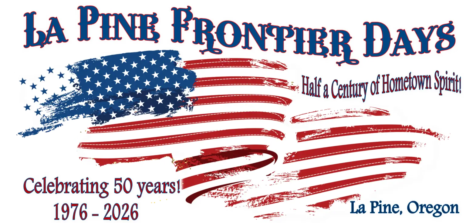 La Pine Frontier Days celebrates 50 years of hometown spirit with an American flag-themed design in Central Oregon.