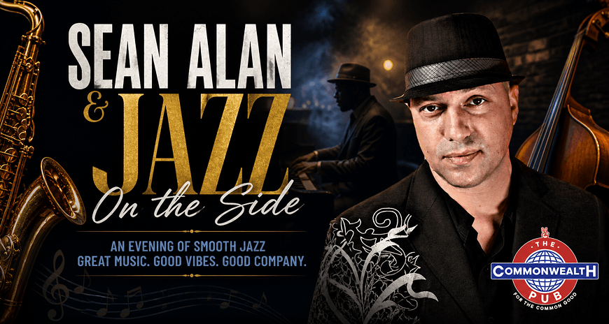 Sean Alan performs smooth jazz at The Commonwealth Pub, accompanied by a saxophonist and bassist in Central Oregon.