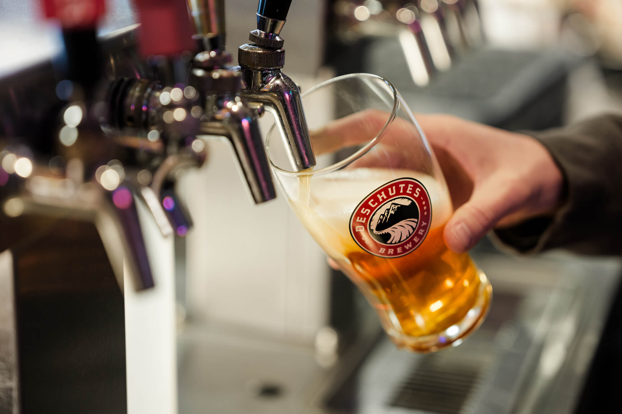 Pouring a beer at Deschutes Brewery in Bend, Oregon