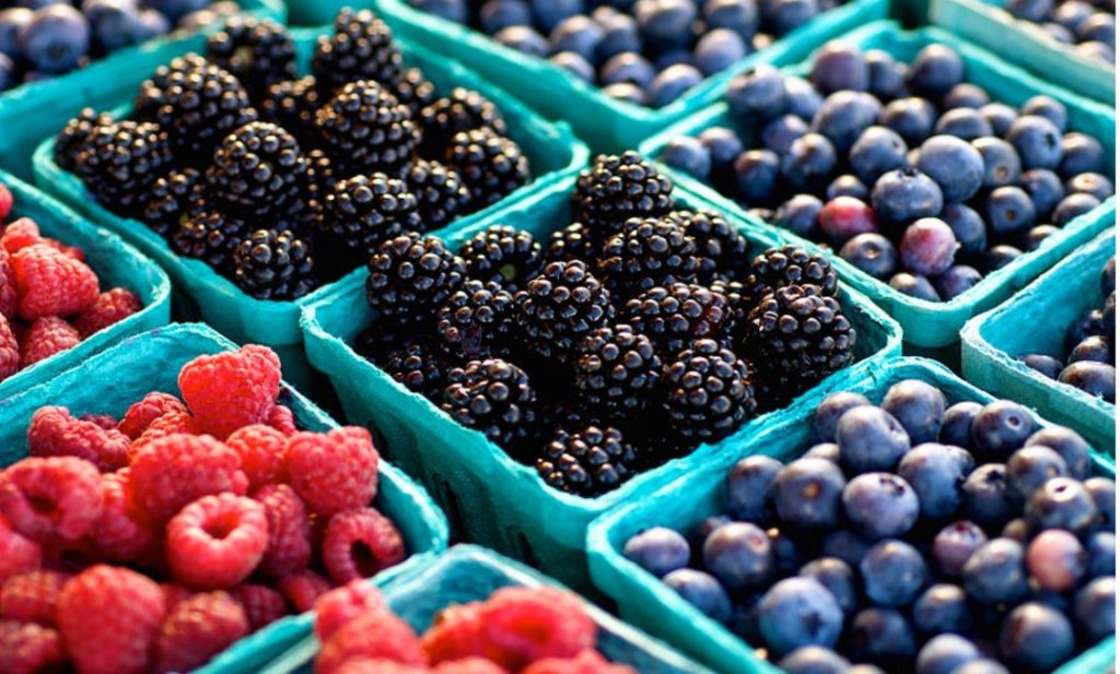 Blackberries, Raspberries, and Blueberries