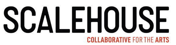 The logo for Scalehouse Collaborative for the Arts in black and orange text in Central Oregon.