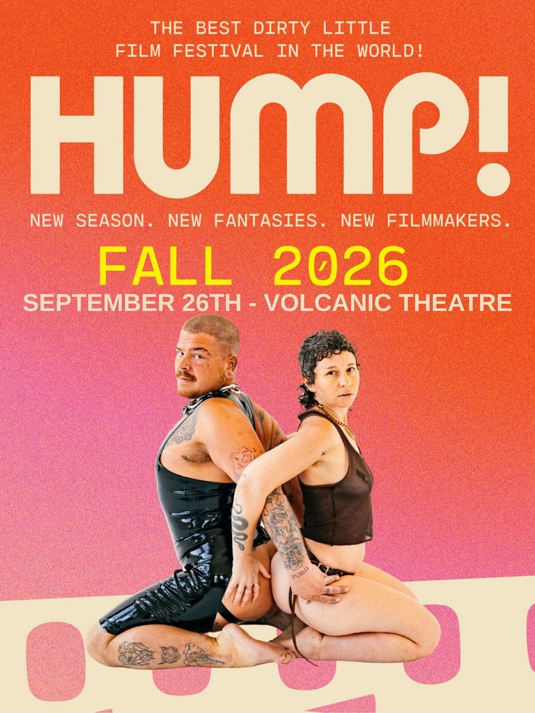 A promotional poster for the Hump! film festival featuring two people posing together in Central Oregon.