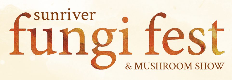 A graphic logo for the Sunriver Fungi Fest and Mushroom Show in Central Oregon.