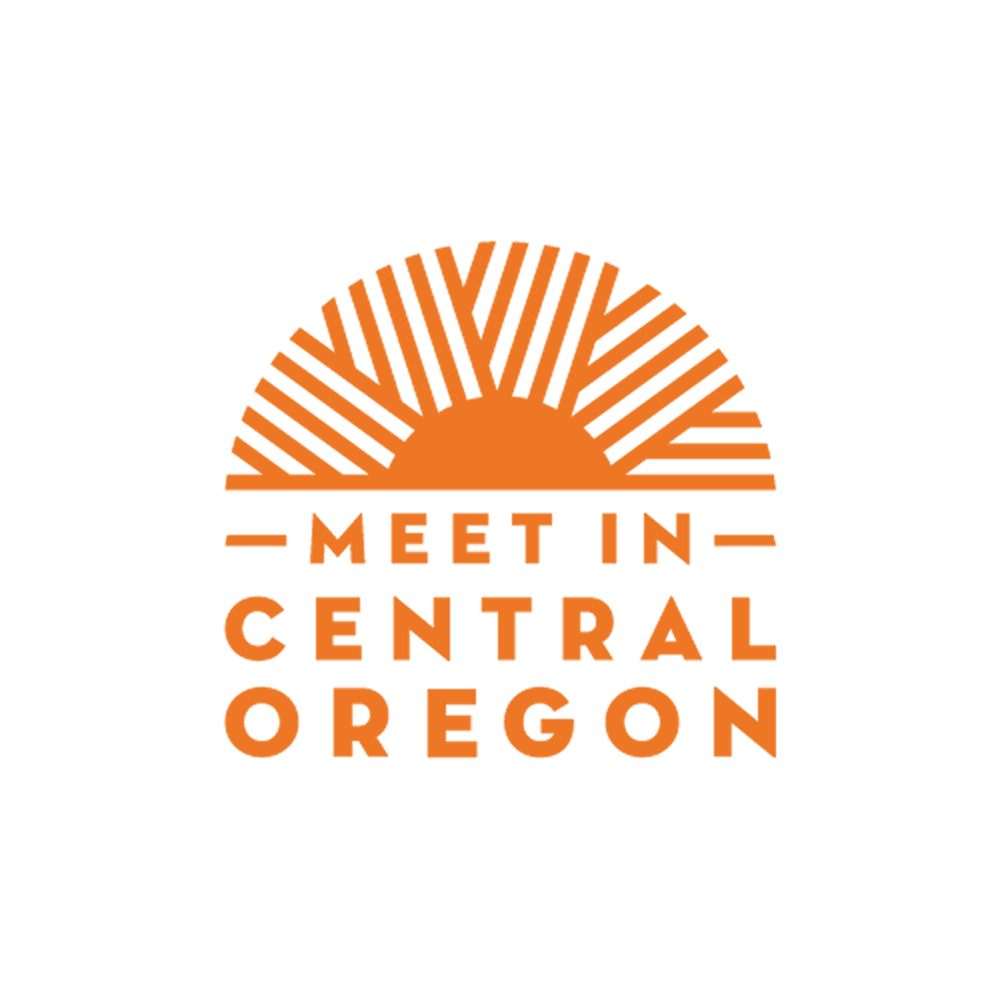 A logo featuring an orange sun icon above the text Meet In Central Oregon in Central Oregon.