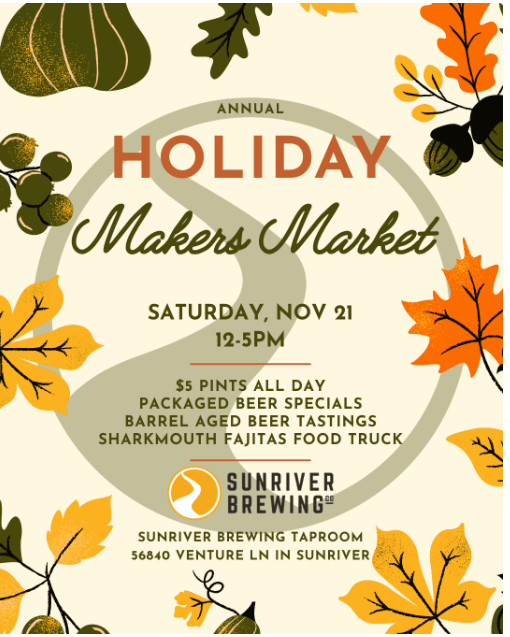 A flyer for an annual holiday makers market at Sunriver Brewing Co in Central Oregon.