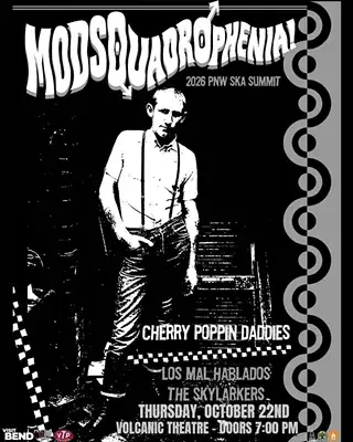 A black and white concert poster for the ModSquadrophenia ska summit event in Central Oregon.